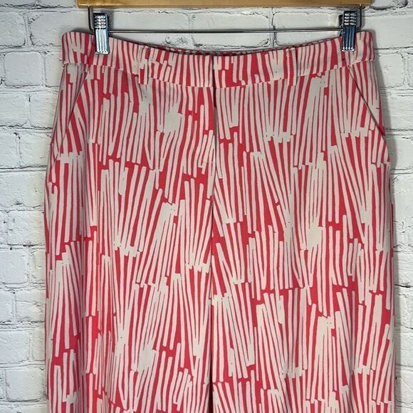NY&C New York & Co Pants Womens 6 Wide Leg Pink & White Knit Stretch Abstract - Picture 2 of 7
